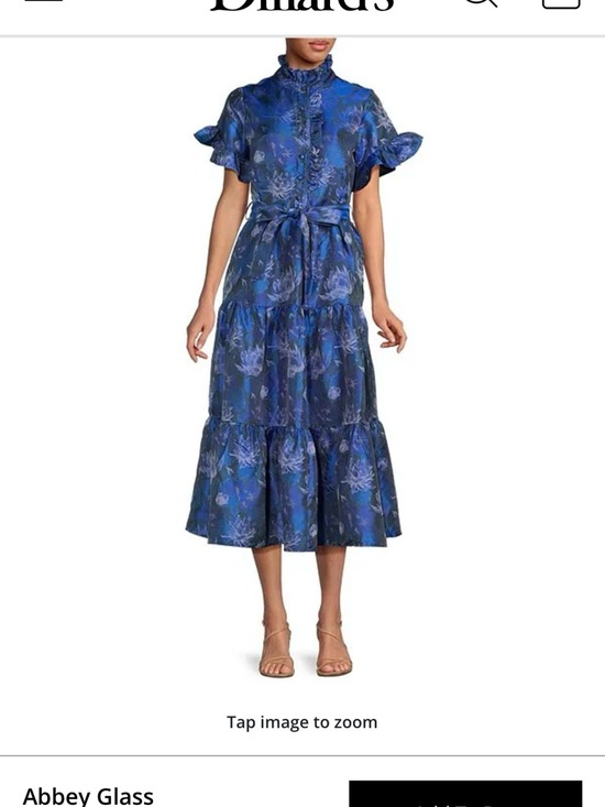Abbey Glass Dresses & Skirts - Blue jacquard Floral Tiered Midi Dress